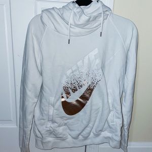 Nike White Hoodie with Gold Swoosh